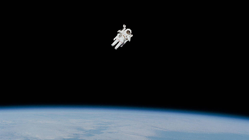 Astronaut floating in space.